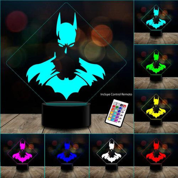 Lampara 3d Batman Colores Dc Comic Acrilico c/remoto