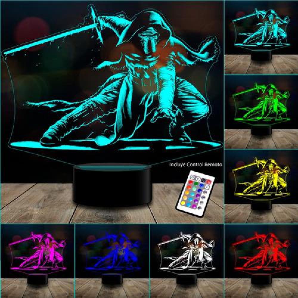 Lampara 3d Kylo Ren Star wars control Remoto