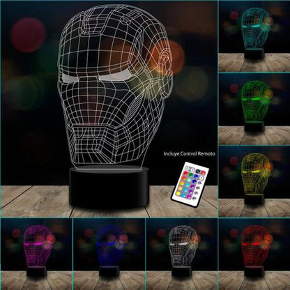 Lámpara 3d Cabeza Ironman Marvel Avengers  Control Remoto