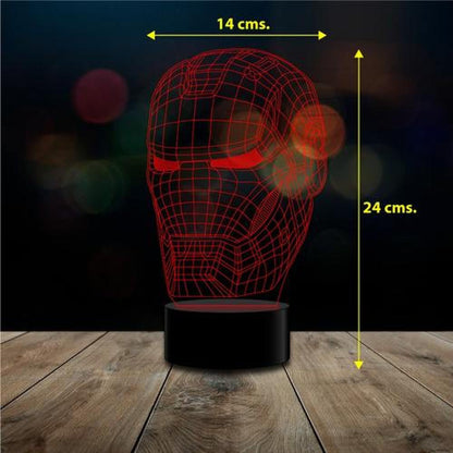 Lámpara 3d Cabeza Ironman Marvel Avengers  Control Remoto
