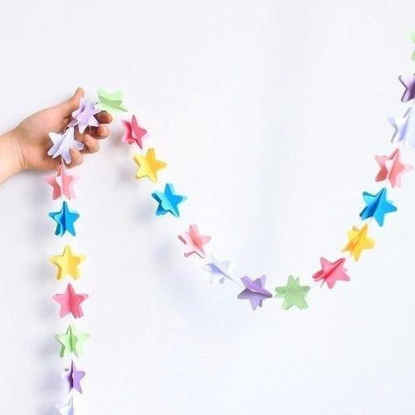 Guirnalda De Papel Estrellas Multicolores 3d / 2 M Candy Bar