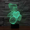 Lámpara 3d Acrílico Oso Corazón Día  Enamorados Amor