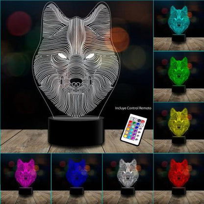 Lámpara 3d Lobo Wolf, Game Of Thrones Stark, 7 Colores Acril