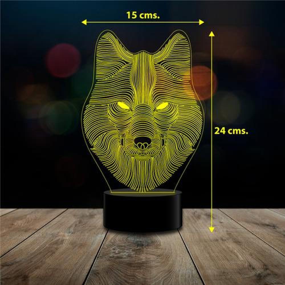 Lámpara 3d Lobo Wolf, Game Of Thrones Stark, 7 Colores Acril