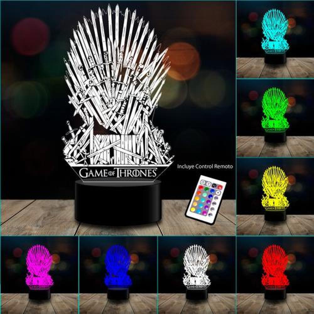 Lámpara 3d 7 Color Game Of Throne Iron Throne Got