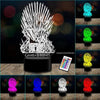 Lámpara 3d 7 Color Game Of Throne Iron Throne Got