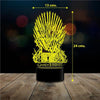 Lámpara 3d 7 Color Game Of Throne Iron Throne Got