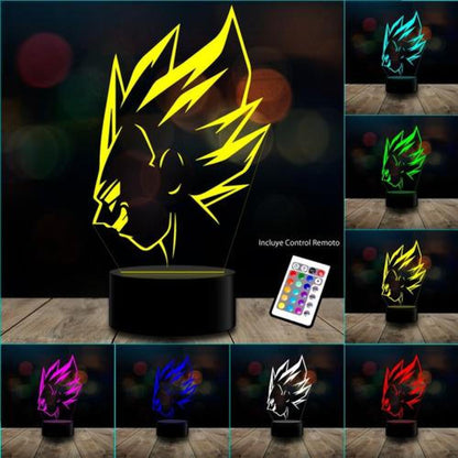 Lámpara 3d 7 Colores Vegeta Dragon Ball (estoykuku)