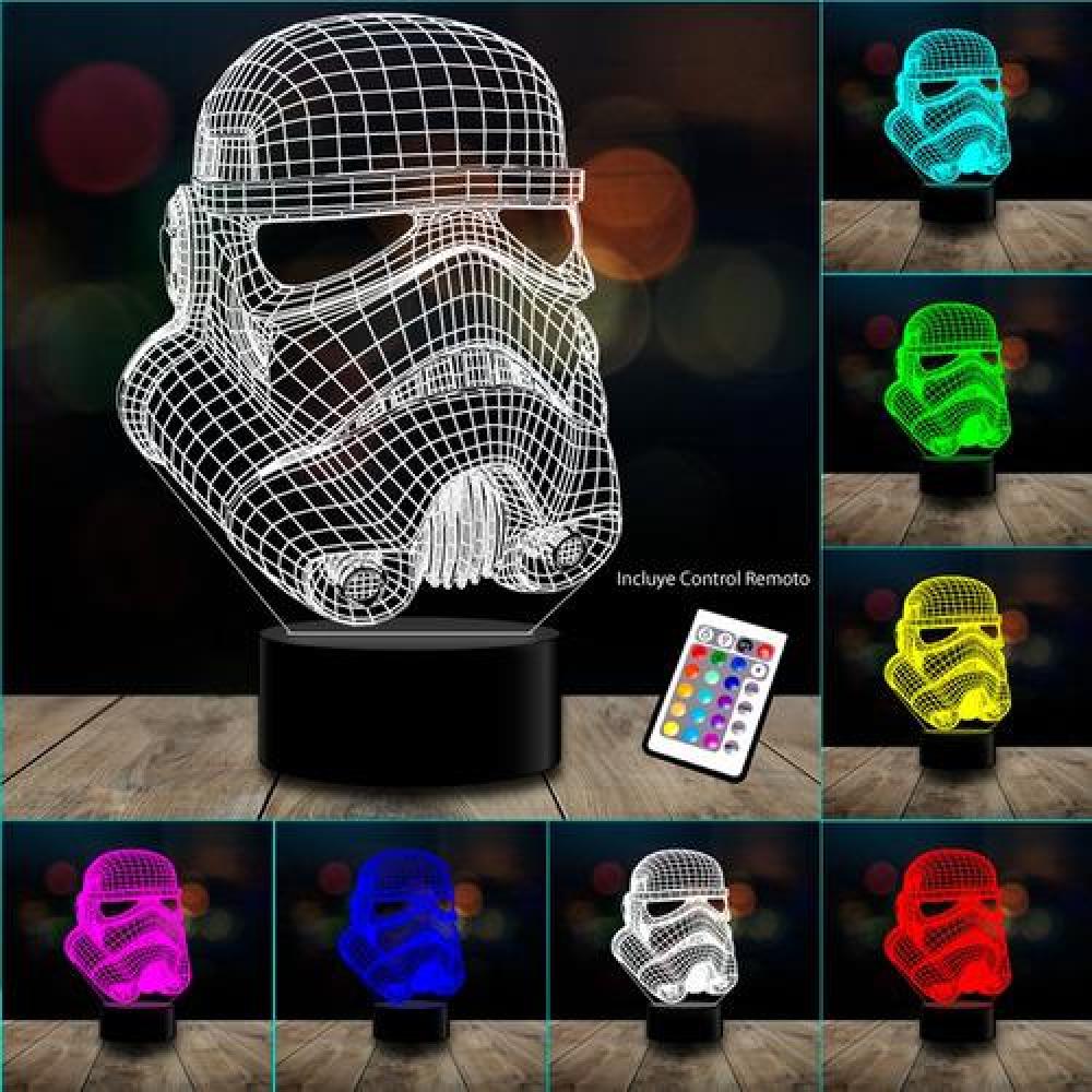 Lámpara 3d 7 Colores Stormtrooper Star Wars