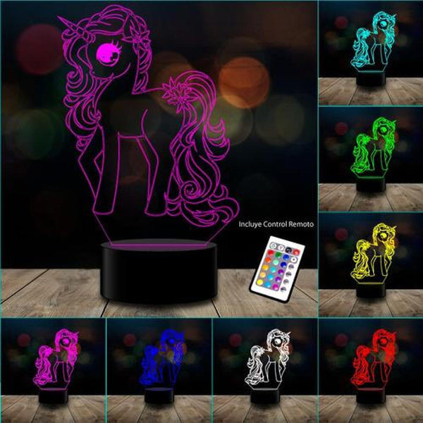 Lampara 7 Colores  3d Colores Unicornio 2 Kawaii