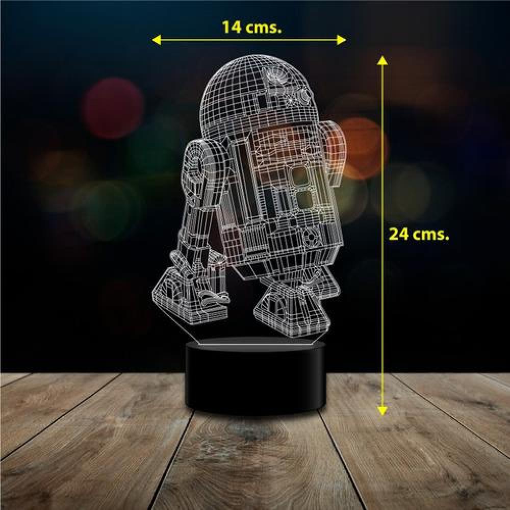 Lámpara 3d 7 Colores R2d2 Star Wars + Control Remoto
