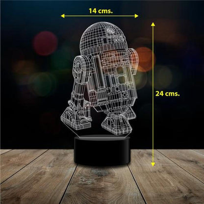 Lámpara 3d 7 Colores R2d2 Star Wars + Control Remoto