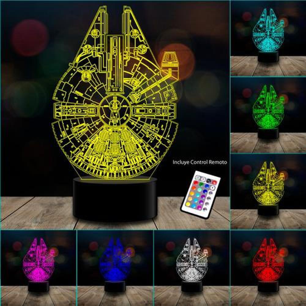 Lampara 3d Star Wars Millennium Falcon Control Remoto