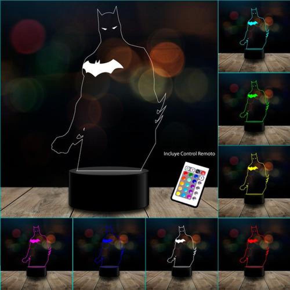 Lampara 3D Batman 2 Murciélago control remoto