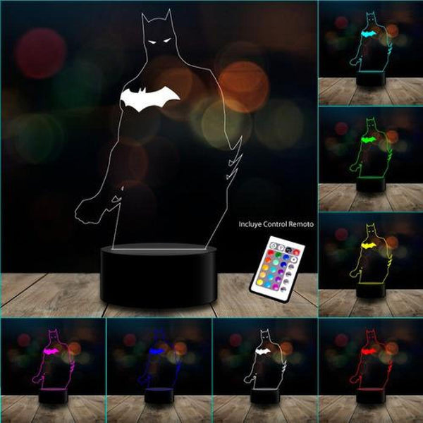 Lampara 3D Batman 2 Murciélago control remoto