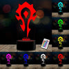 Lámpara 3D juego World Warcraft 16 colores  control remoto
