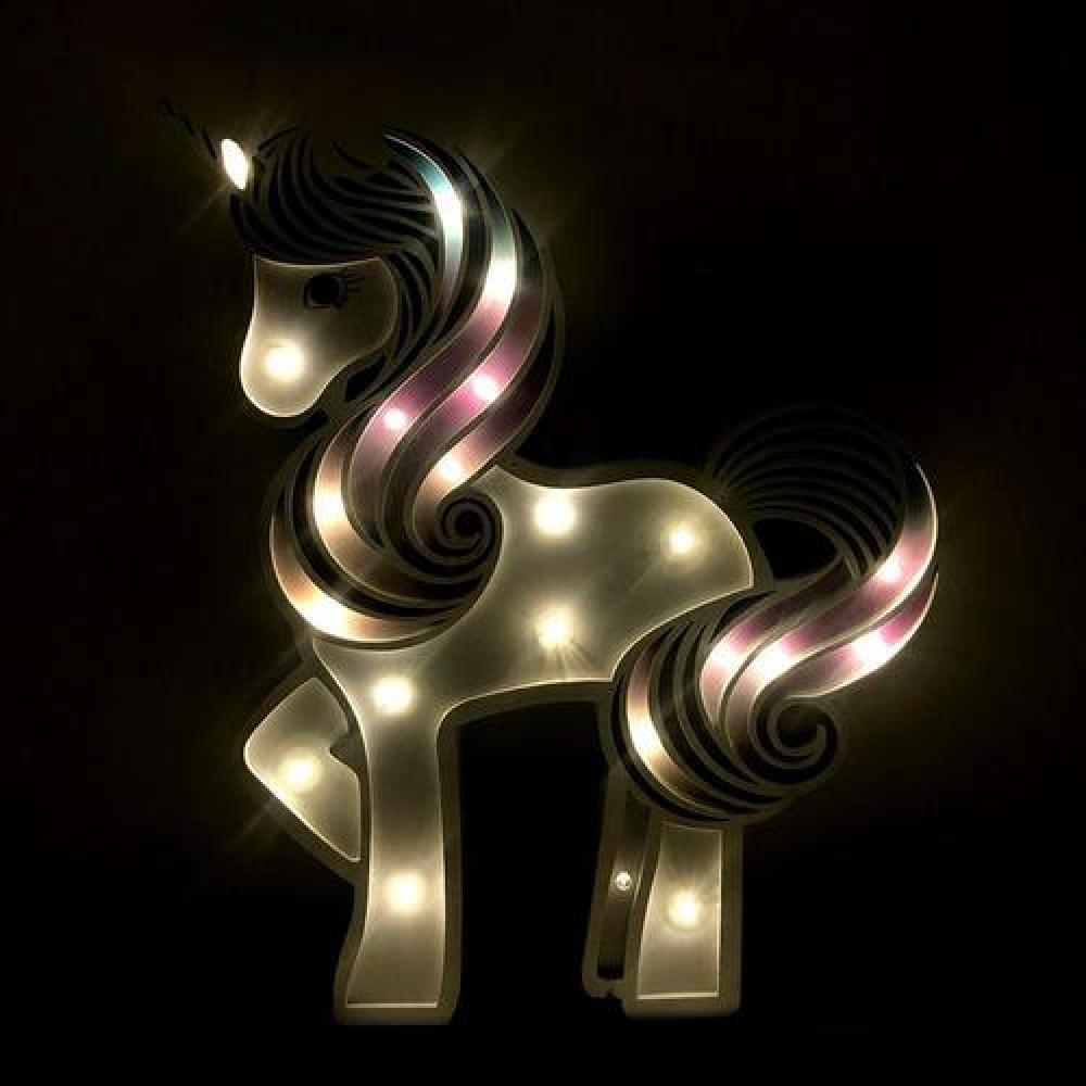 Lampara Led Madera Bebe Unicornio Kawaaii (estoykuku)