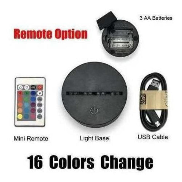 Lampara 3d Malefica 16 Colores Control Remoto