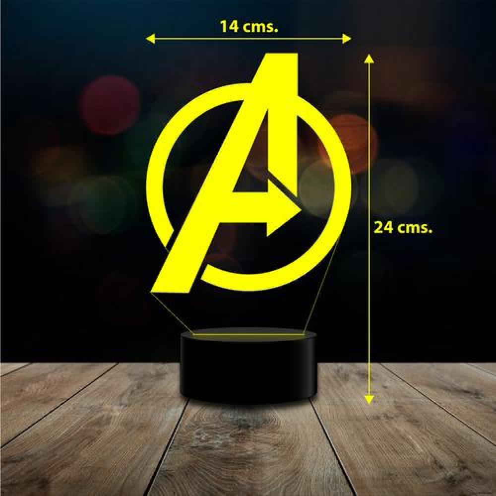 Lampara 3d Avengers logo Marvel Estoykuku c/control remoto