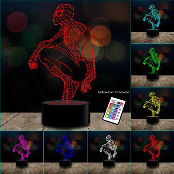 Lámpara 3d Acrílicas Spiderman sentado Marvel C/remoto