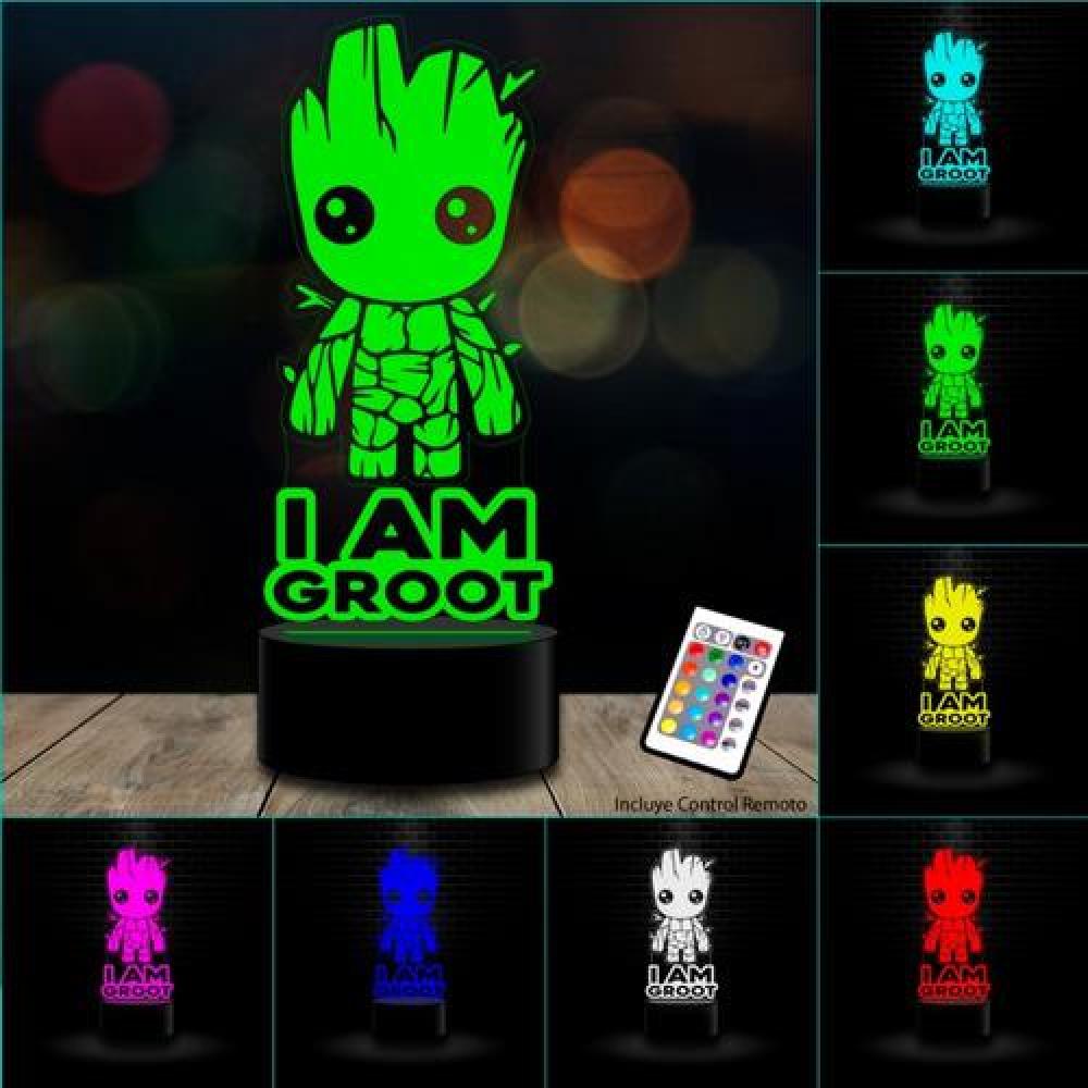 Lámpara 3D baby Groot Guardianes de la Galaxia Control remoto