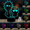 Lampara 3D Rick and Morty control remoto 16 colores