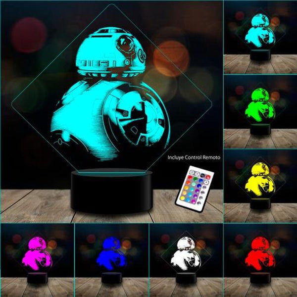 Lámpara 3D Star wars BB8 Control remoto