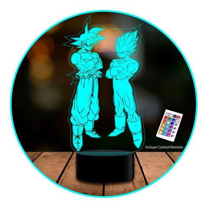 Ilusión 3D Acrilico Dragon Ball Goku Y Vegeta control remoto