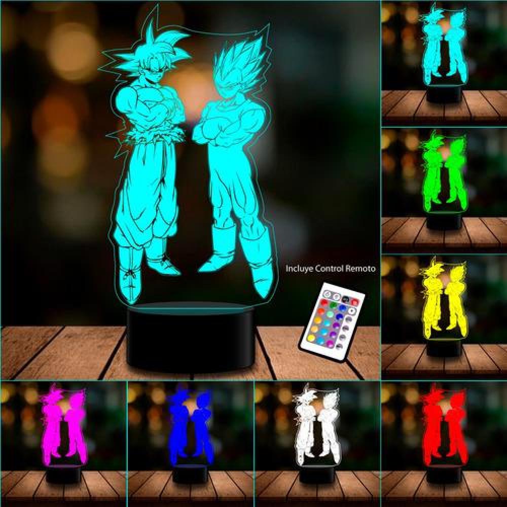 Ilusión 3D Acrilico Dragon Ball Goku Y Vegeta control remoto