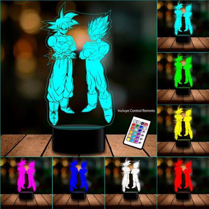 Ilusión 3D Acrilico Dragon Ball Goku Y Vegeta control remoto