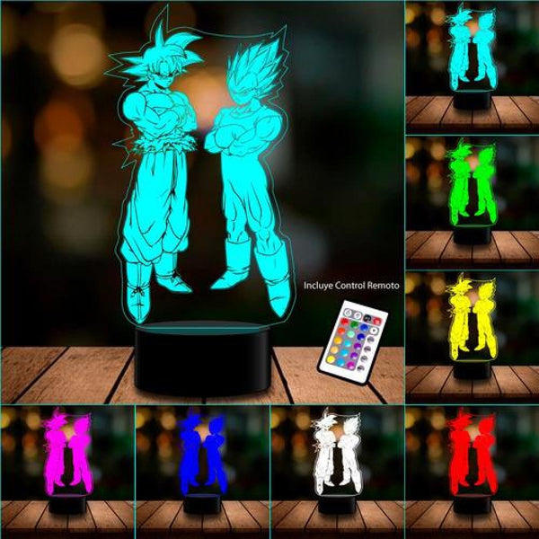 Ilusión 3D Acrilico Dragon Ball Goku Y Vegeta control remoto