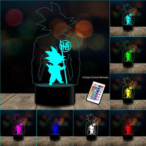 Lámpara 3d Goku pequeño sombra Dragon Ball Control Remoto