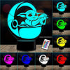 Lampara 3D manda 2 Baby Yoda  c/remoto 16 color