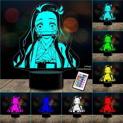 Lampara Ilusión 3D Nezuko Demon Slayer control remoto