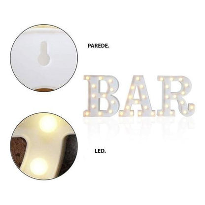 Pack 3 Letras led  " BAR "  16 cm