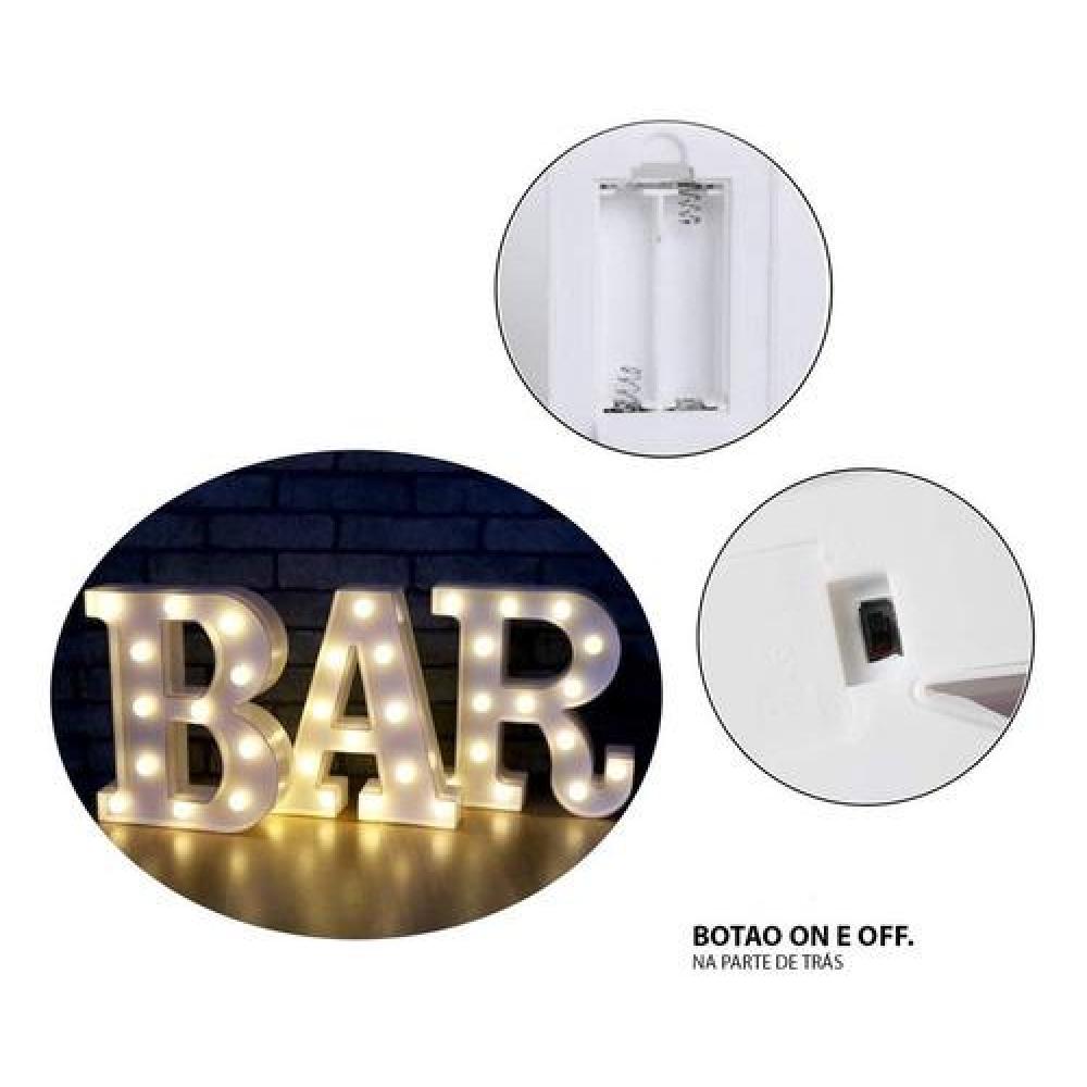 Pack 3 Letras led  " BAR "  16 cm