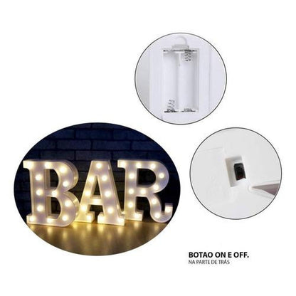 Pack 3 Letras led  " BAR "  16 cm