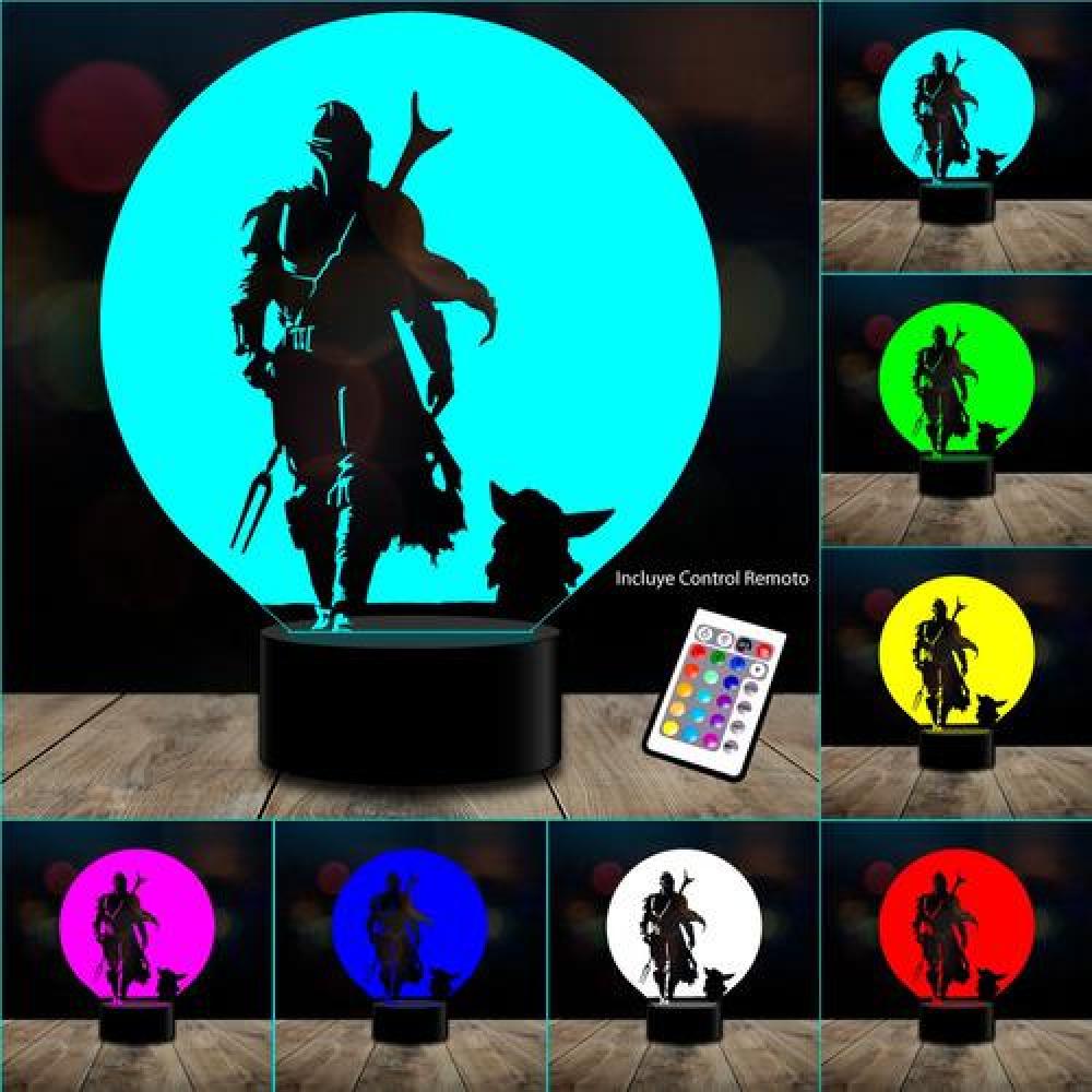 Lampara 3D Manda3 Baby Yoda star c/remoto 16 color