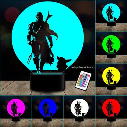 Lampara 3D Manda3 Baby Yoda star c/remoto 16 color