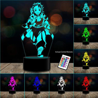 Lampara 3D Tanjiro demon slayer c remoto 16 color