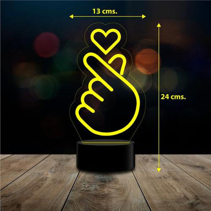 Ilusión led 3D Corazón Coreano K-pop dedos c/remoto colores