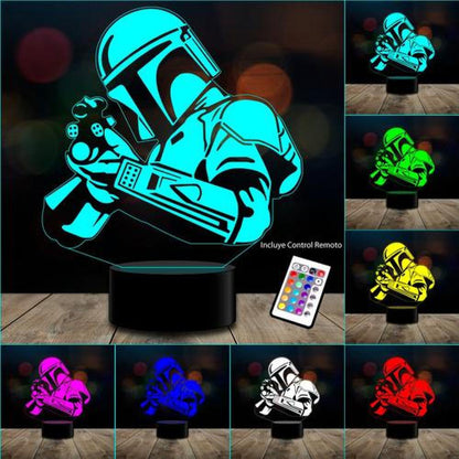 Lampara Ilusión 3D Boba F Manda5 16 colores Control remoto