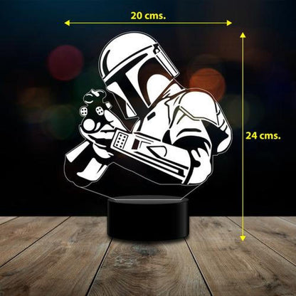 Lampara Ilusión 3D Boba F Manda5 16 colores Control remoto