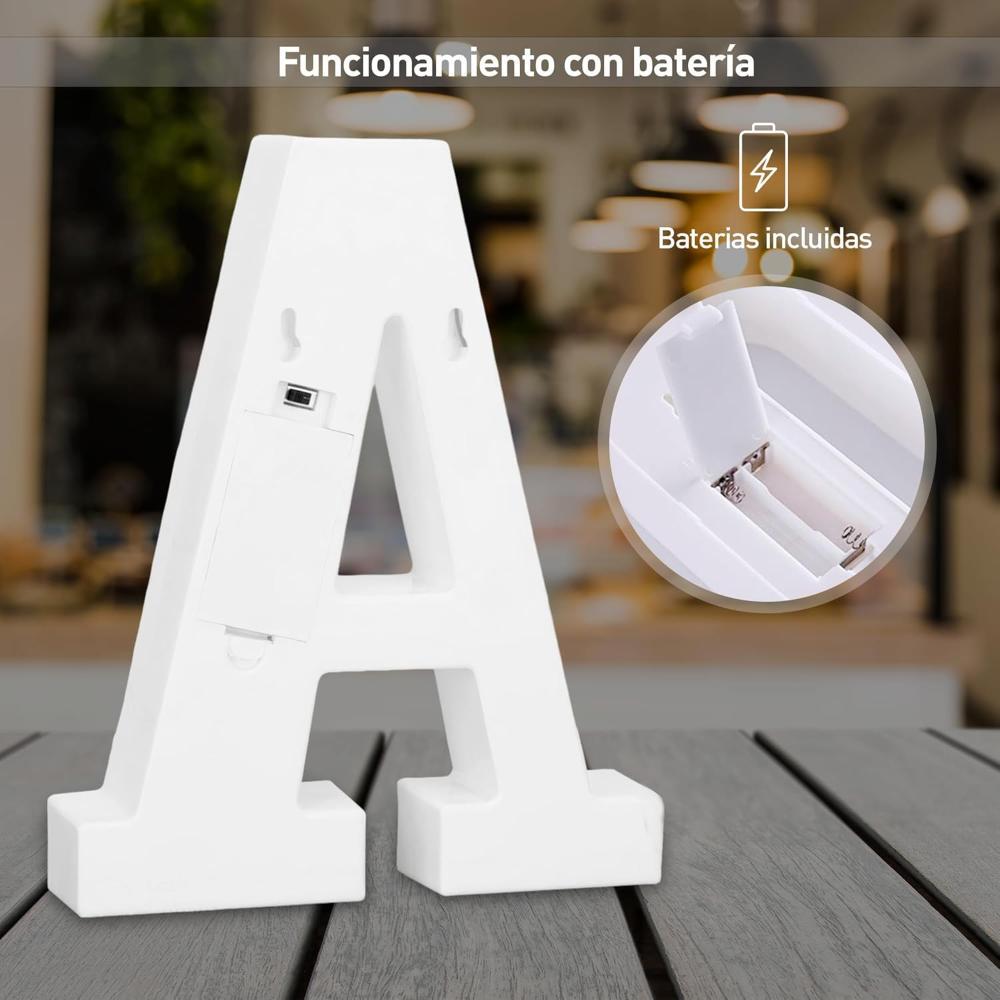 Letra Led 16 Cm Decorativa Abecedario Luz Calida Estoykuku