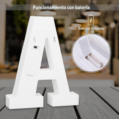 Letra Led 16 Cm Decorativa Abecedario Luz Calida Estoykuku