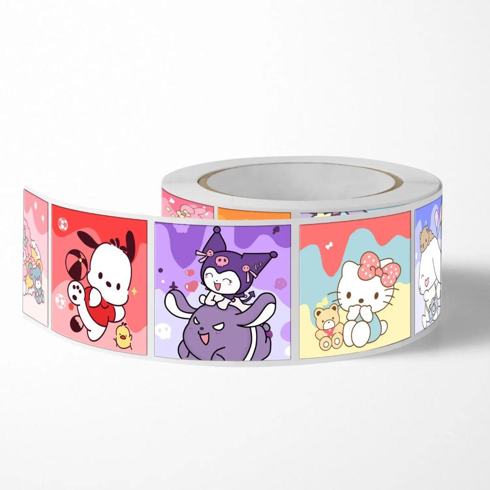 Rollo 500 u Sticker kawaii kuromi, kitty, Melody y amigos
