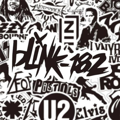 Set Sticker cantantes grupos de Rock música Black&white