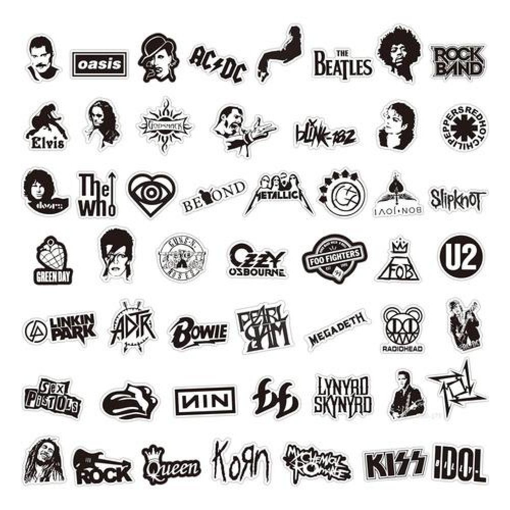 Set Sticker cantantes grupos de Rock música Black&white