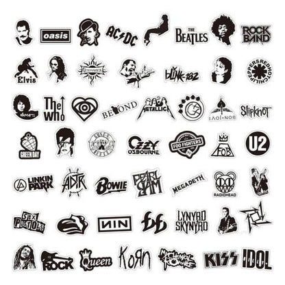 Set Sticker cantantes grupos de Rock música Black&white