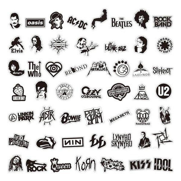 Set Sticker cantantes grupos de Rock música Black&white